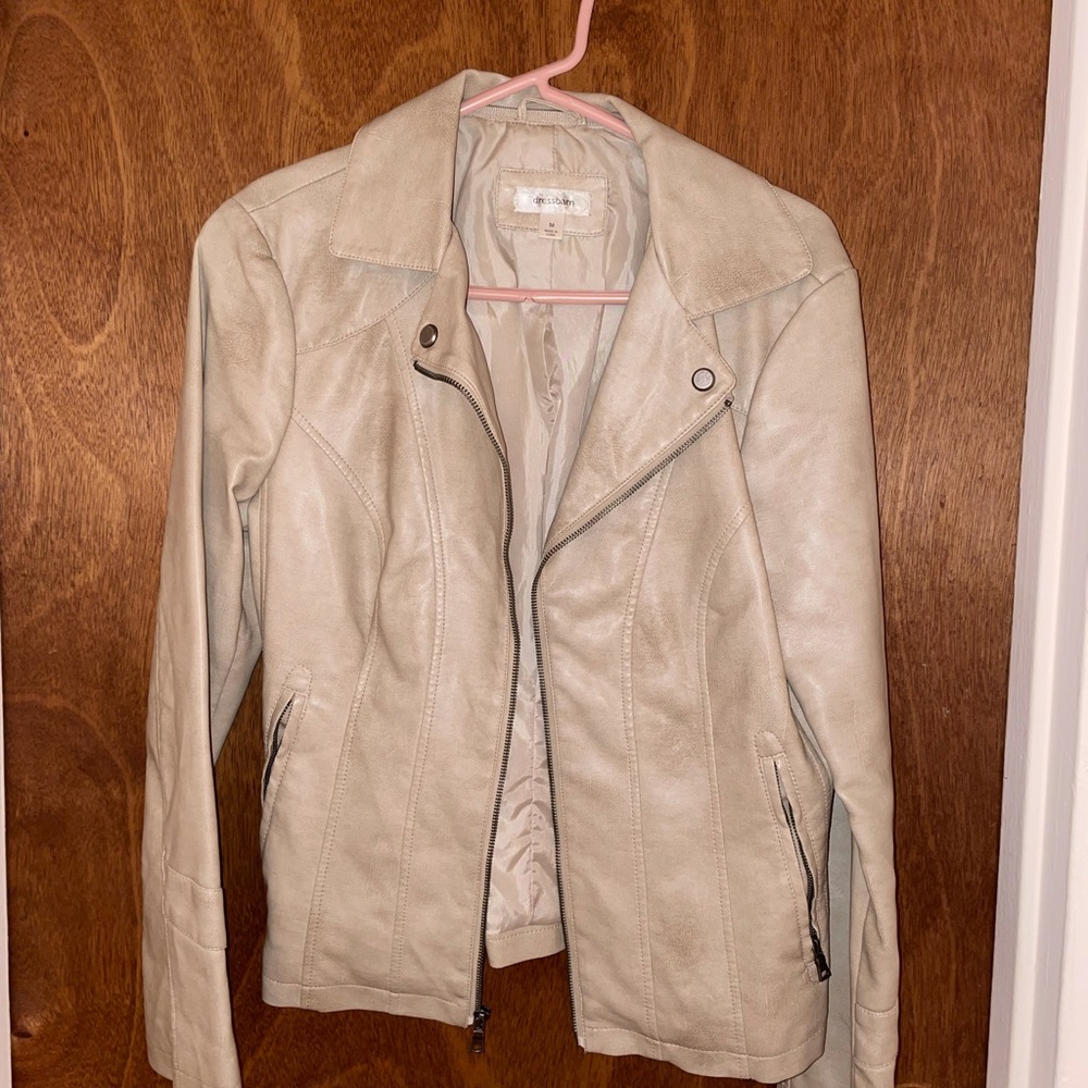 Women's Dress Barn Cream Leather Jacket - Size M